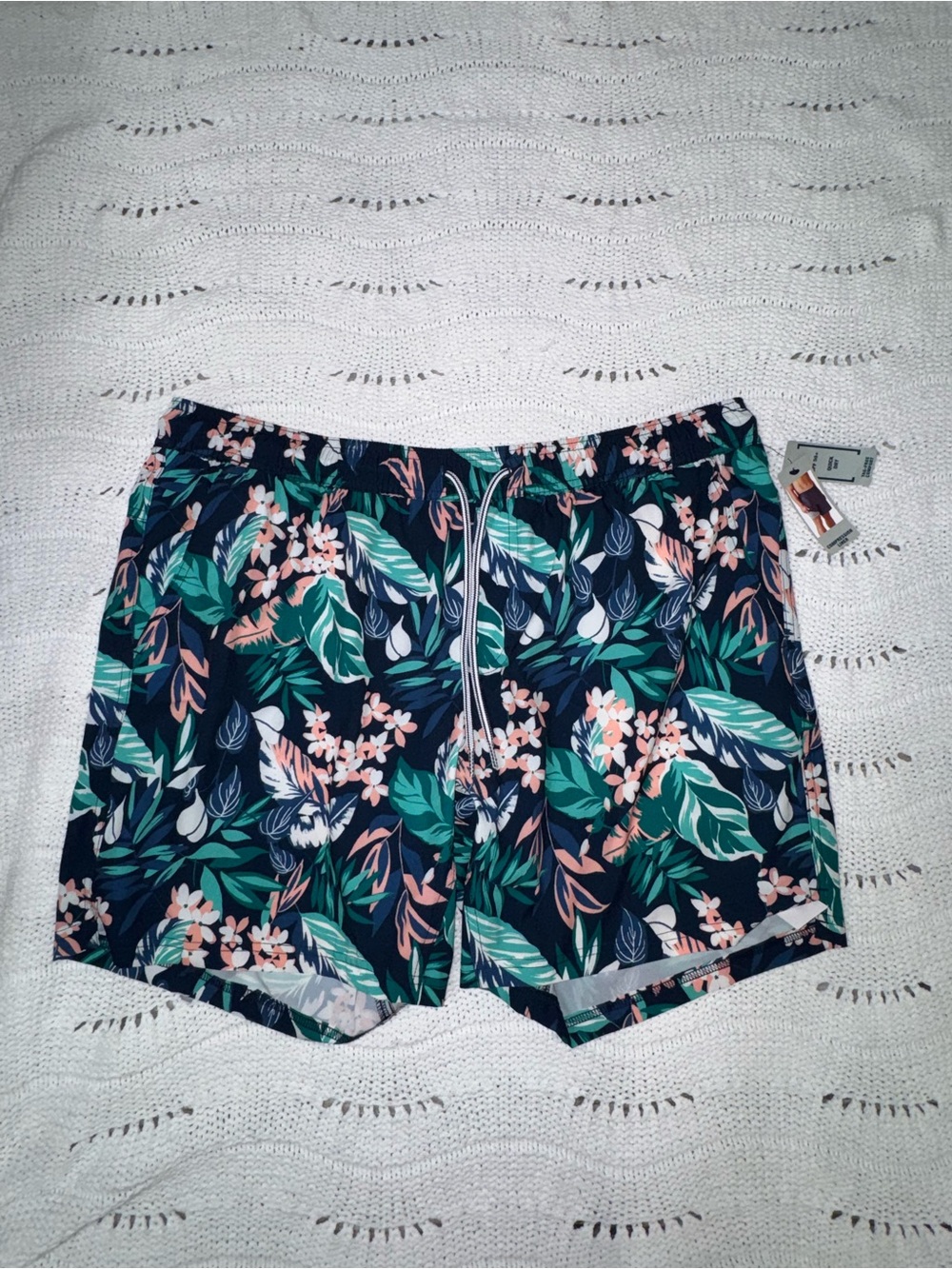 George Navy Tropical Floral Swim Trunks